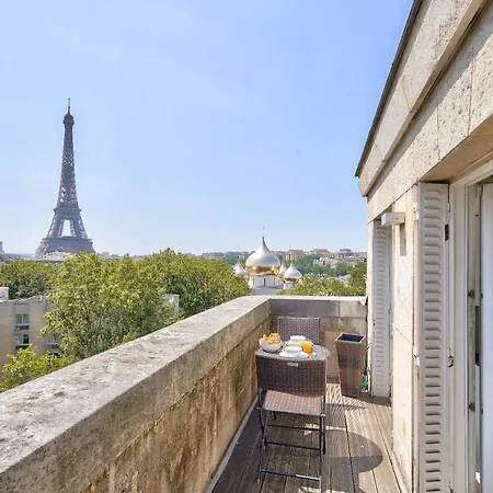 Designed Studio With Ac-Terrasse Vue Tour Eiffel Parijs Buitenkant foto